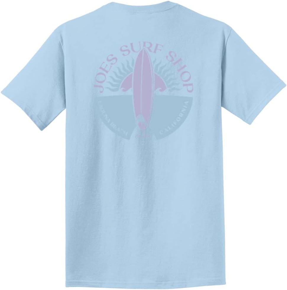 JOES SURF SHOP Men's Garment Dyed Graphic T-Shirt Collection,100% Pigment-Dyed Cotton - Glacier \/ Blue Sunset Scene