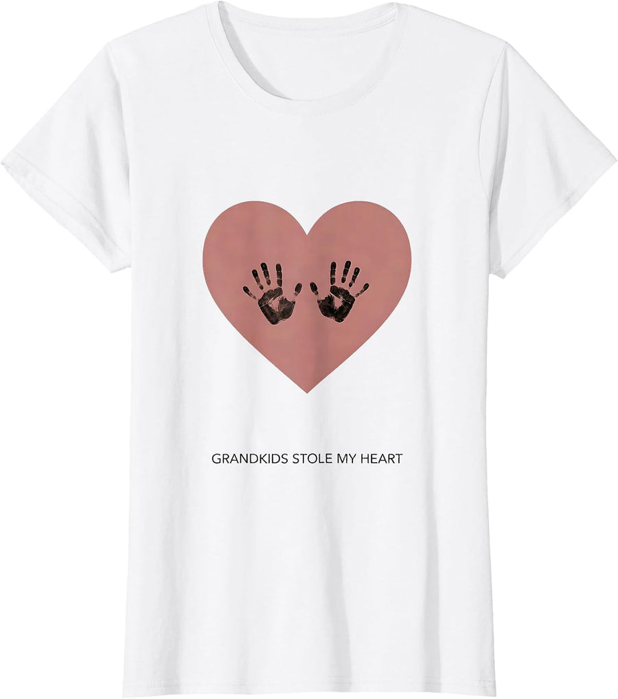 Women's Grandkids Stole My Heart Mimi Design T-Shirt - White