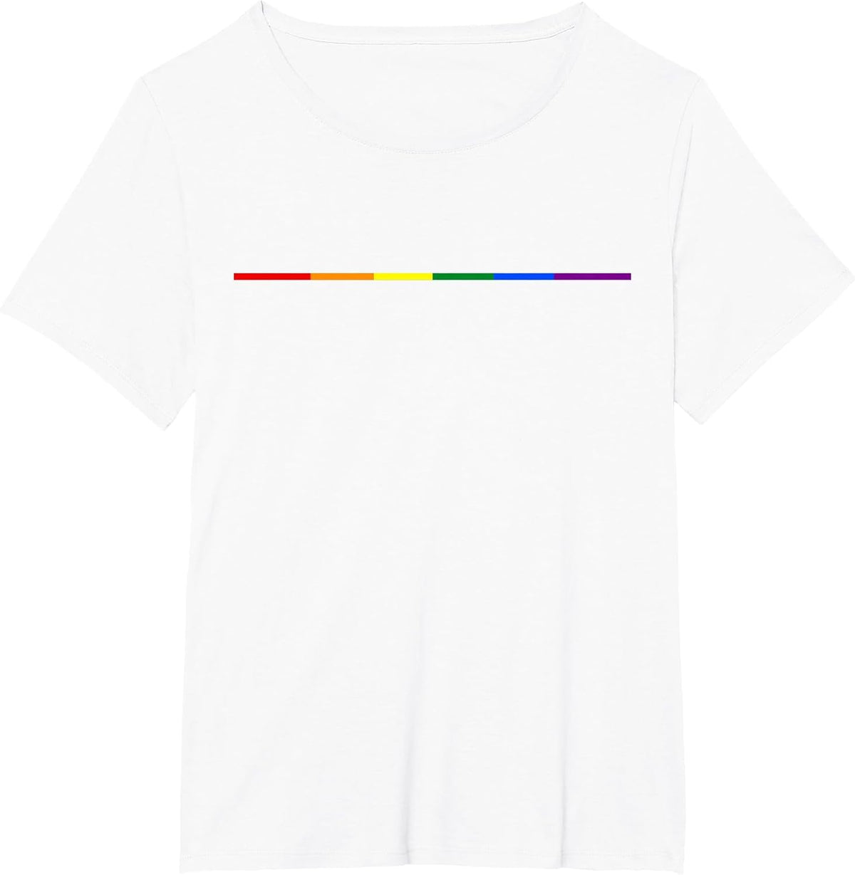 Minimalist LGBTQ+ Pride Rainbow Line Aesthetic Tees T-Shirts for Men Women - White