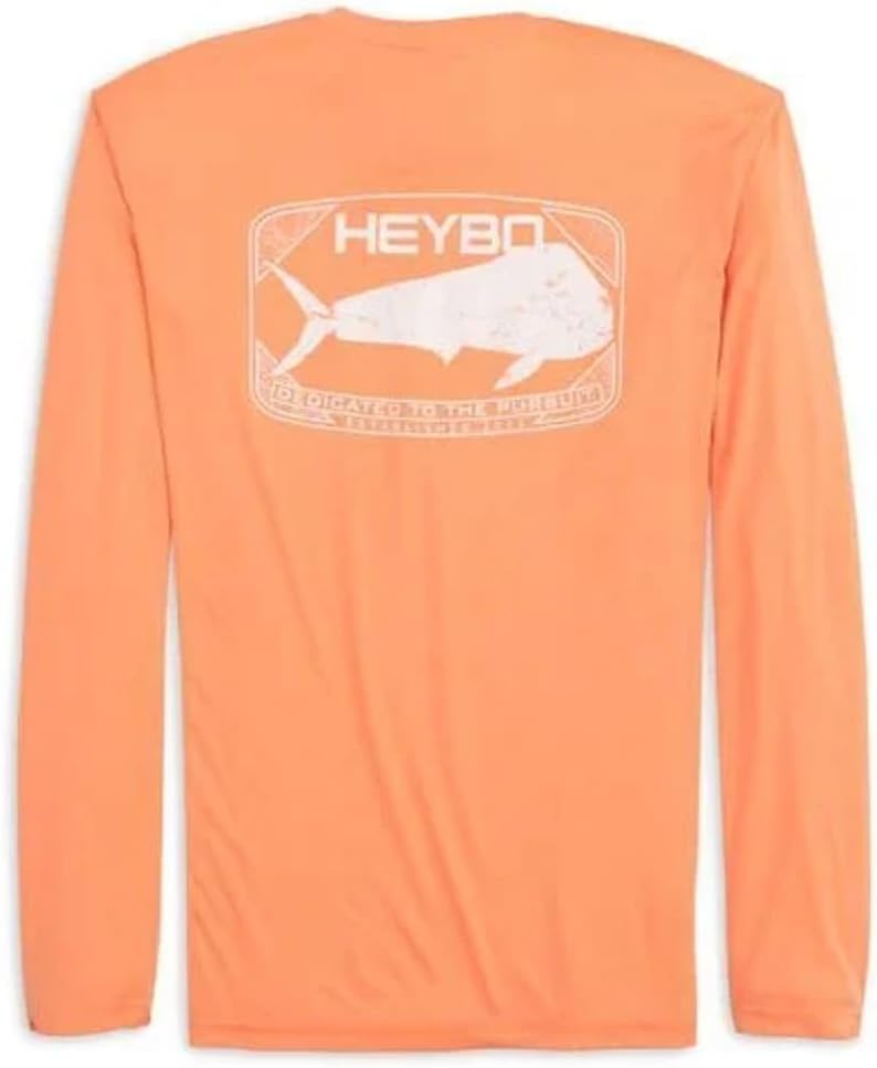 Heybo Outdoors Hunting and Fishing Reef Performance Adult LS T-Shirt 30+ UPF Performance Fabric - Coral