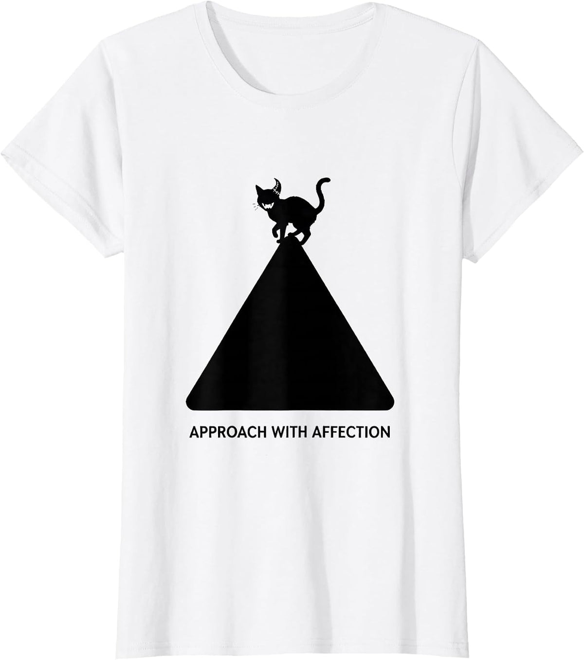 Approach With Affection Pastel Goth Creepy-Cute Kawaii Cat T-Shirt - White