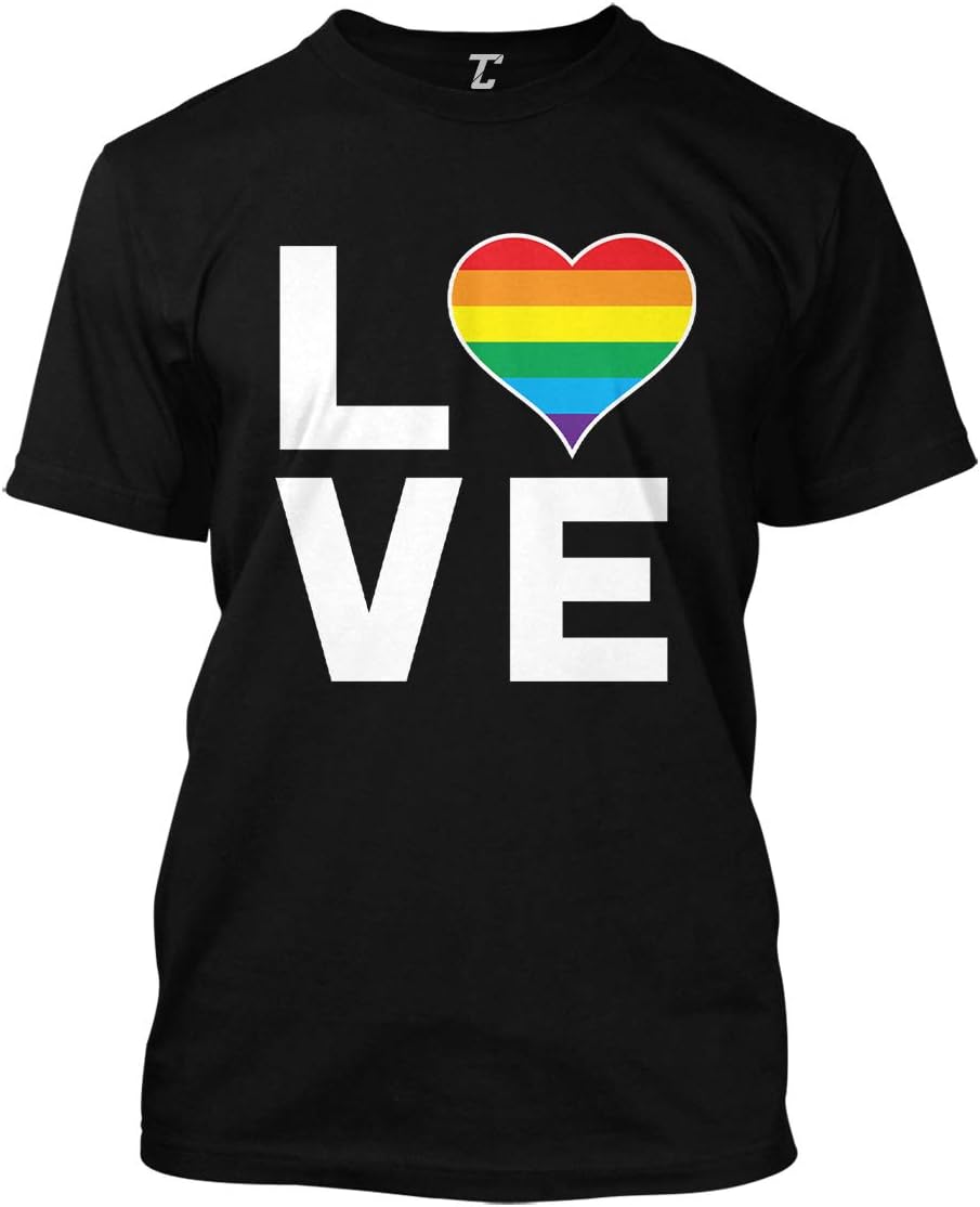 Love Rainbow Heart - Gay Pride LGBTQ Men's T-Shirt - Black