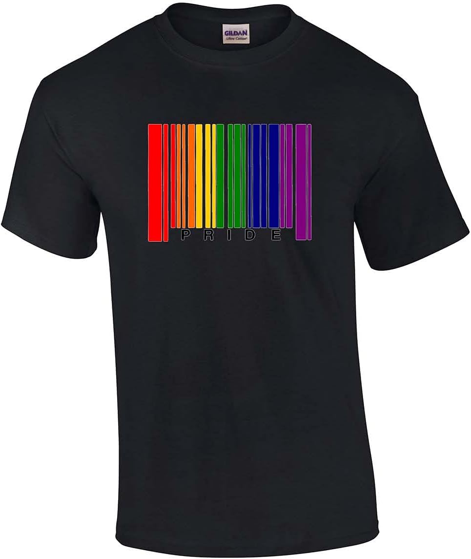 Trenz Shirt Co. Pride Rainbow Barcode Tee - Black