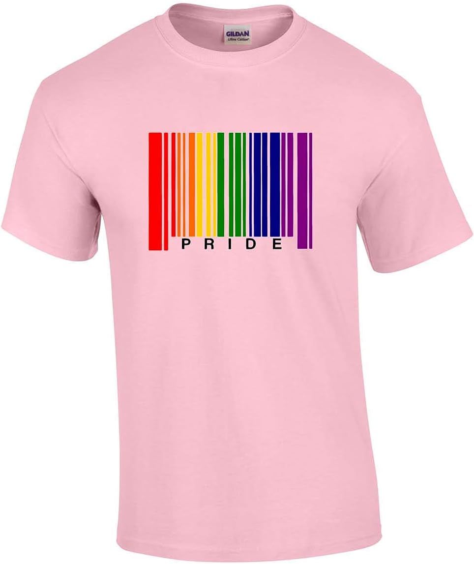 Trenz Shirt Co. Pride Rainbow Barcode Tee - Light Pink