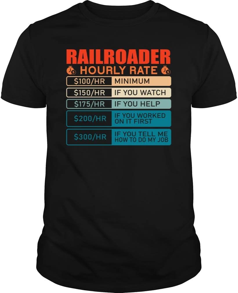 Railroader Hourly Rate Vintage - Unisex Tee - Black