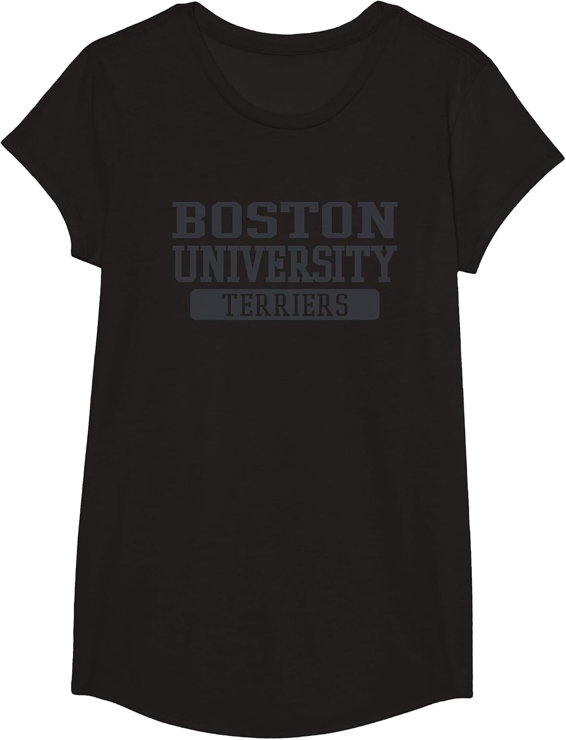 Boston Terriers Black Tonal Stacked - Boston U T-Shirt - Girls Black