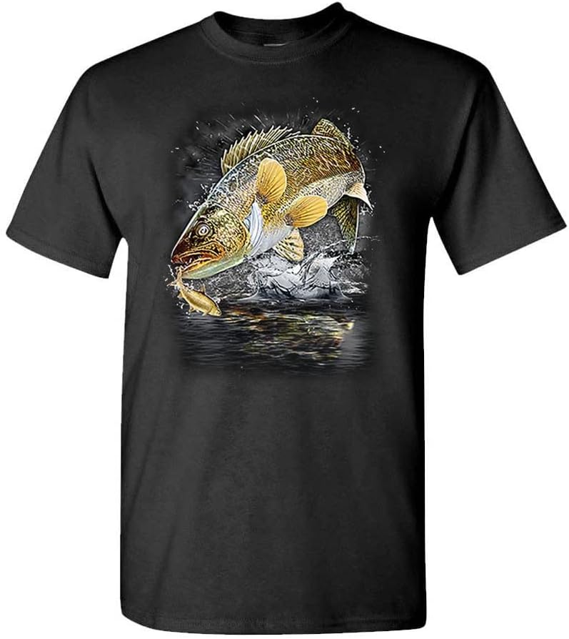 The Goozler Jumping Walleye - Angler Fishing Fisherman Lake - Unisex T-Shirt - Black