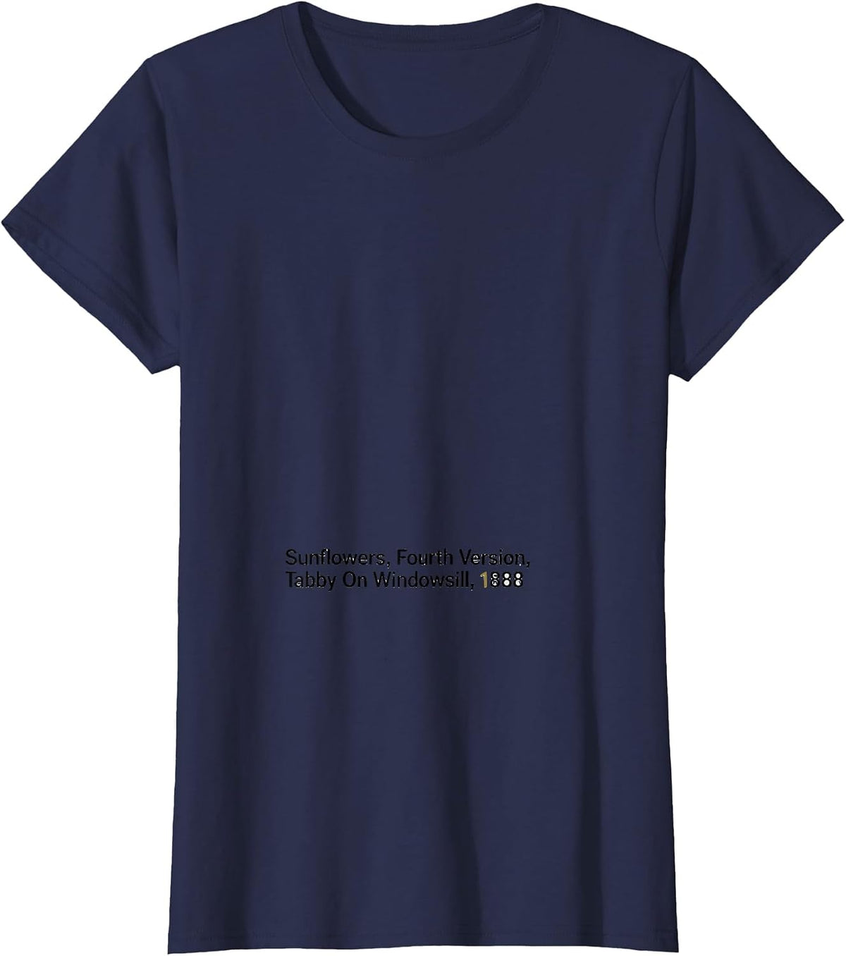 Women's Sunflowers, Fourth Version, Tabby On Windowsill, 1888 T-Shirt - Navy Blue