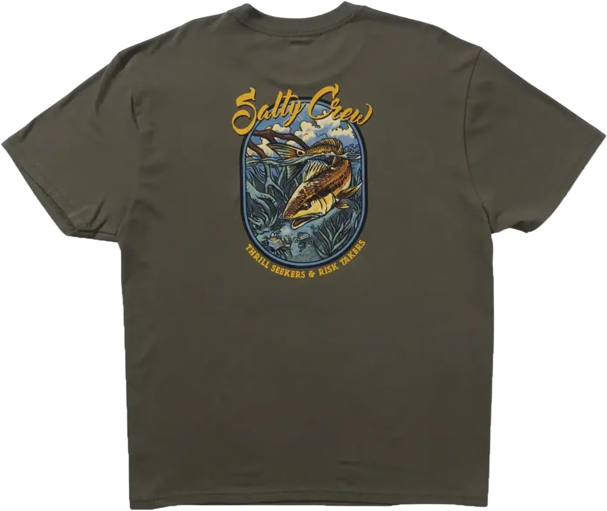 Salty Crew Men's Red Fish Classic Short Sleeve Tee - Dusty Olive