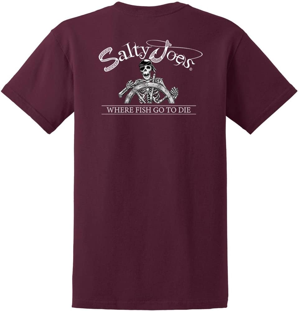 SALTY JOES Men's Back from the Depths Logo Cotton T-Shirts - Athletic Maroon \/ Back from the Depths