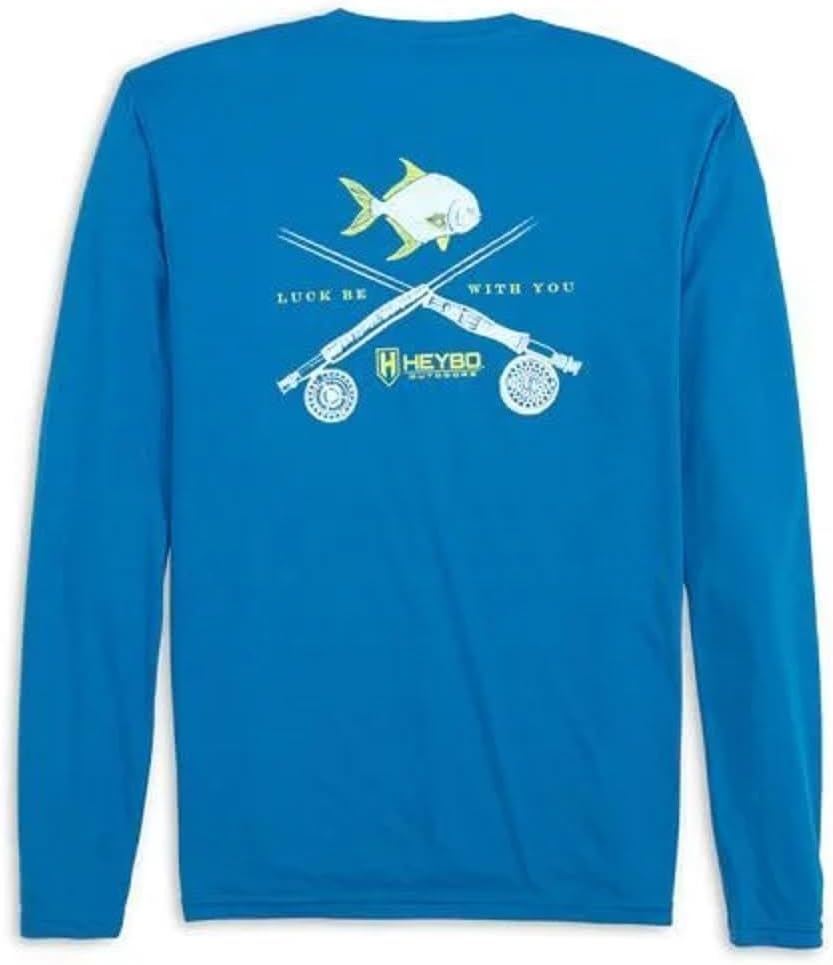 Heybo Outdoors Hunting and Fishing Reef Performance Adult LS T-Shirt 30+ UPF Performance Fabric - Royal Blue