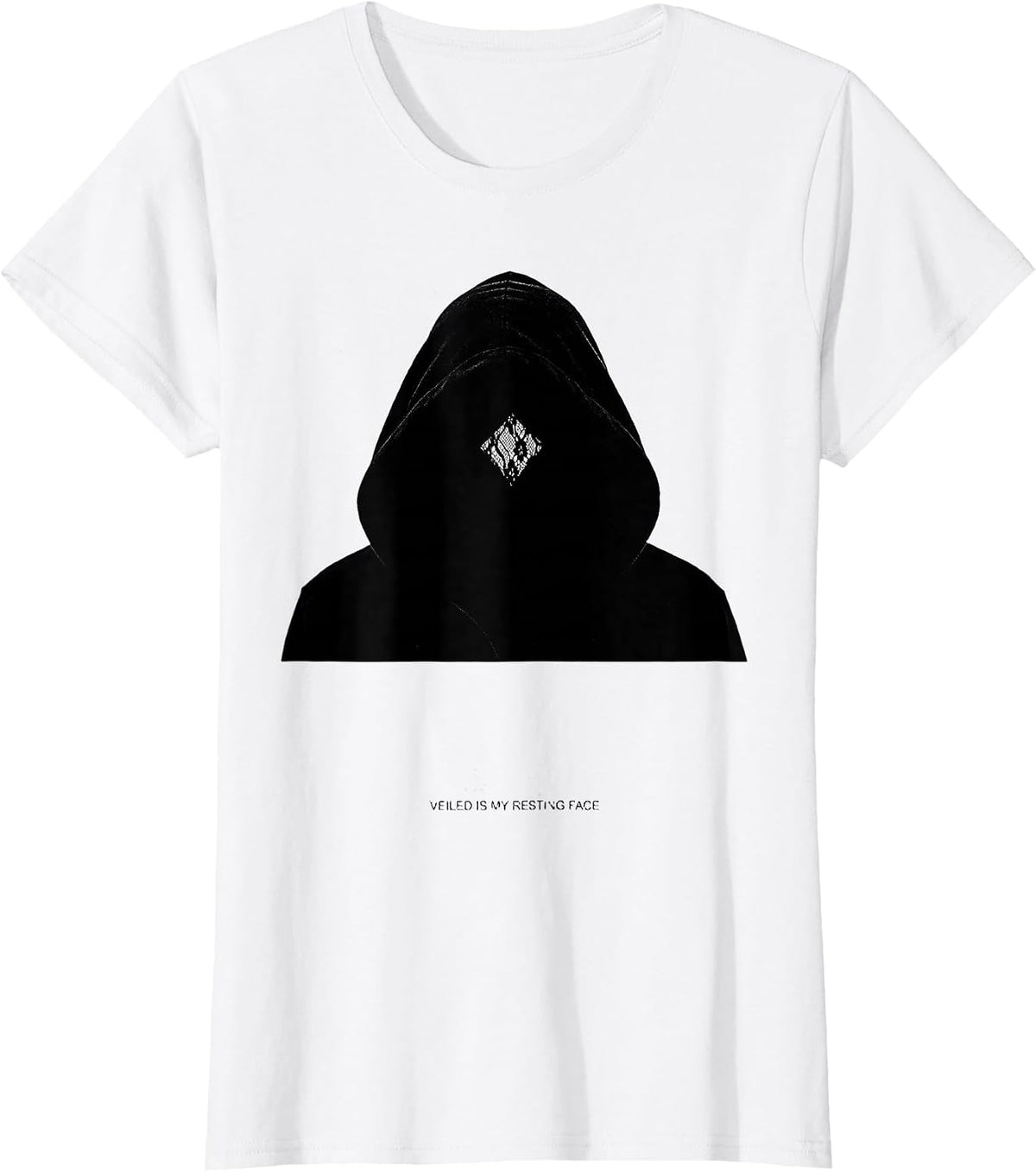 Veiled Is My Resting Face Y2K Grunge Goth Alt Silhouette T-Shirt - White
