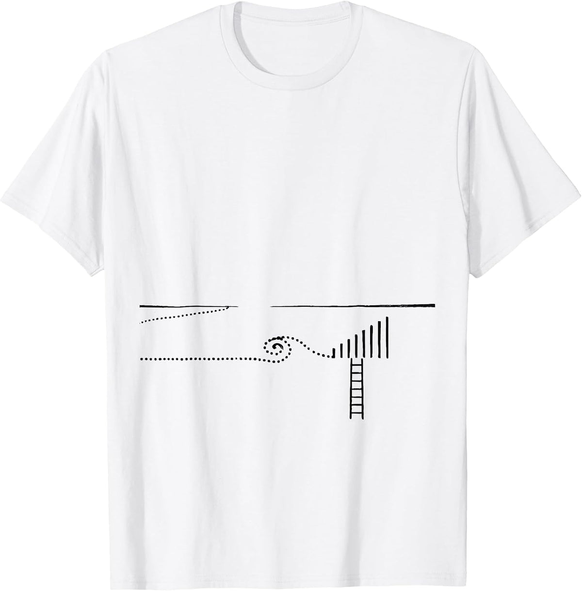 Men's Thin Dotted Route Line Minimalist Storm Chaser Meteorology T-Shirt - White