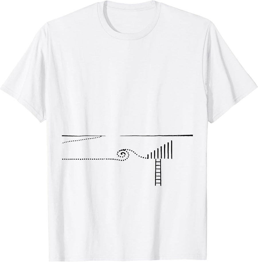 Men's Thin Dotted Route Line Minimalist Storm Chaser Meteorology T-Shirt - White