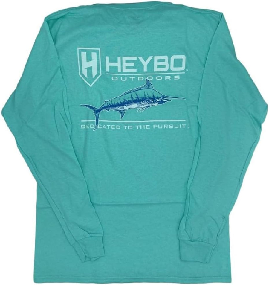 Heybo Salt Water Fishing LS T-Shirt, Salt Water Life Fishing Outdoors Outdoors LS Fishing T-Shirt - Seafoam