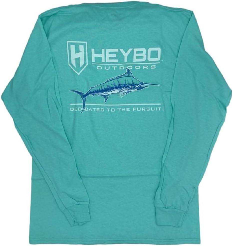 Heybo Outdoors Hunting and Fishing Reef Performance Adult LS T-Shirt 30+ UPF Performance Fabric - Seafoam