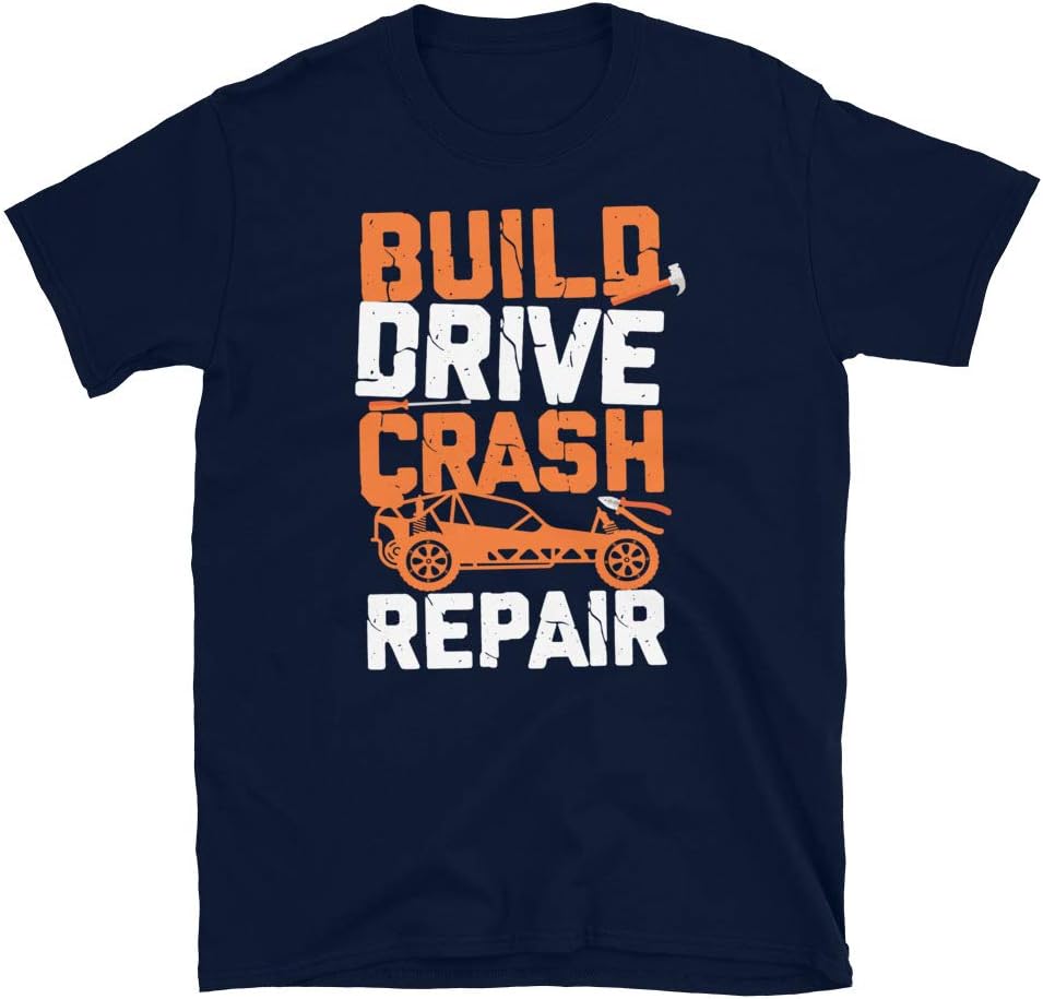 RC Race Car Build. Drive. Crash Remote Control Funny car. Repair T-Shirt - Navy