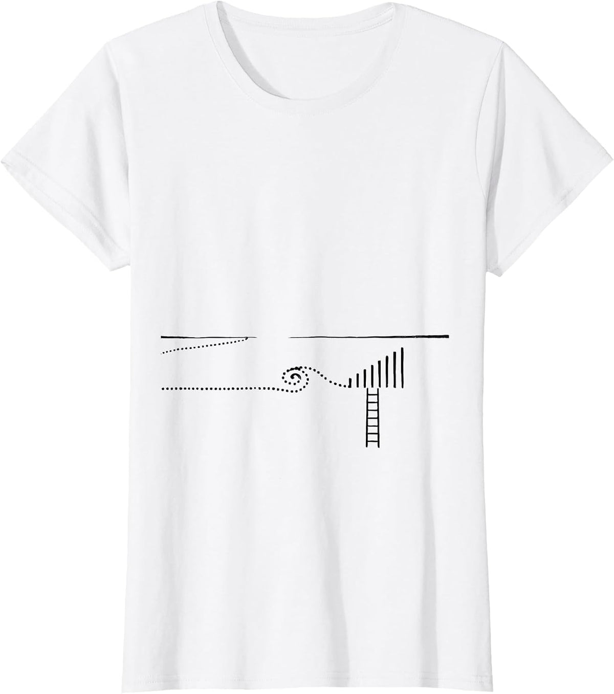 Women's Thin Dotted Route Line Minimalist Storm Chaser Meteorology T-Shirt - White