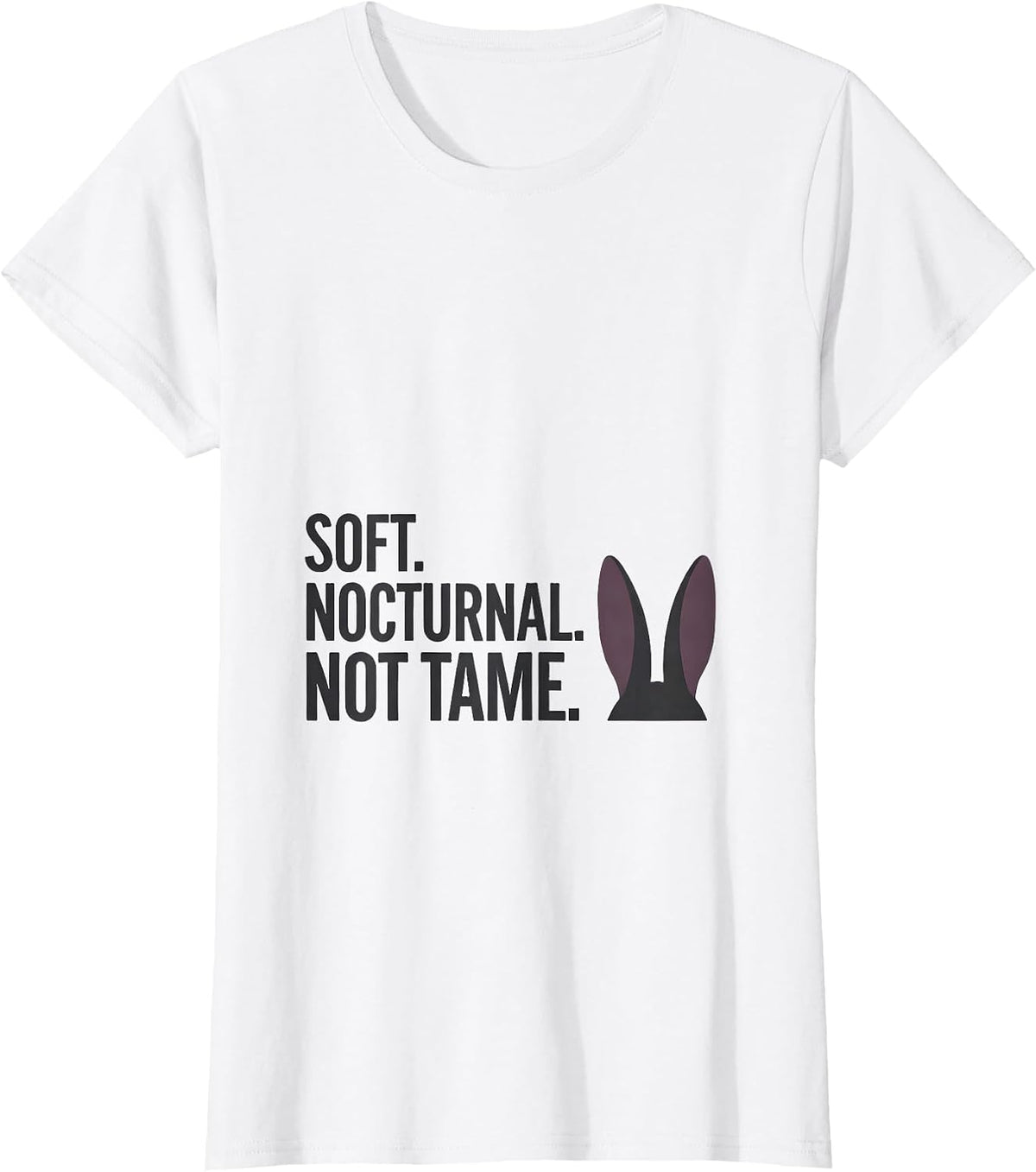 Women's Soft. Nocturnal. Not Tame Minimalist Bunny Rabbit Alt Goth T-Shirt - White