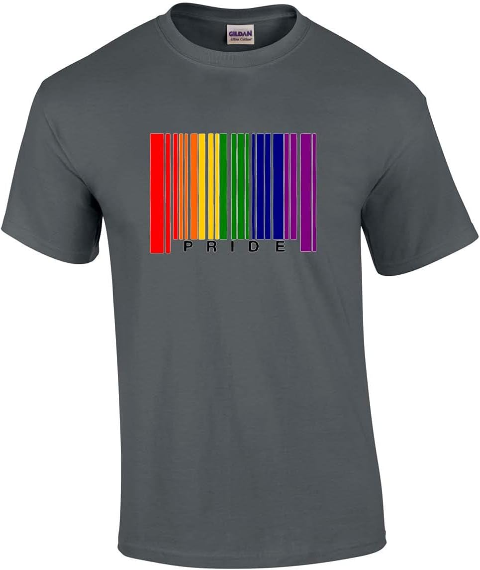 Trenz Shirt Co. Pride Rainbow Barcode Tee - Charcoal