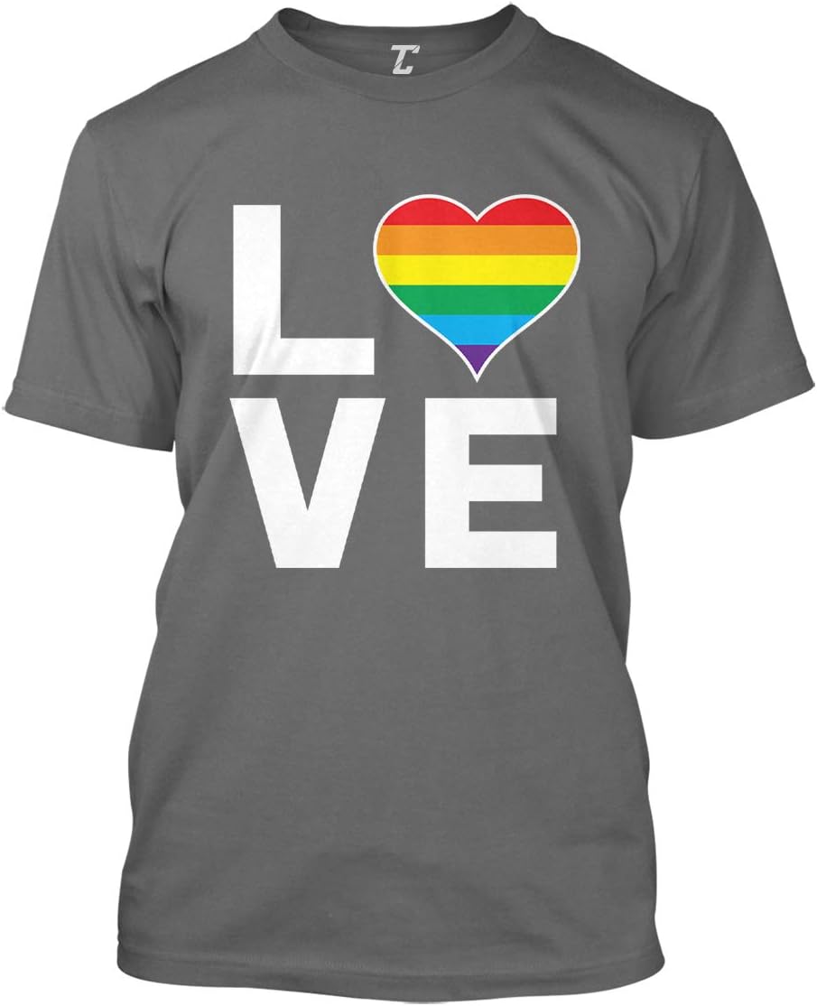 Love Rainbow Heart - Gay Pride LGBTQ Men's T-Shirt - Charcoal