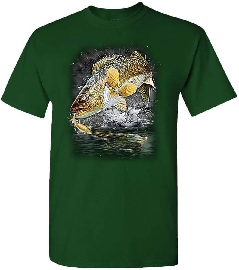 The Goozler Jumping Walleye - Angler Fishing Fisherman Lake - Unisex T-Shirt - Forest