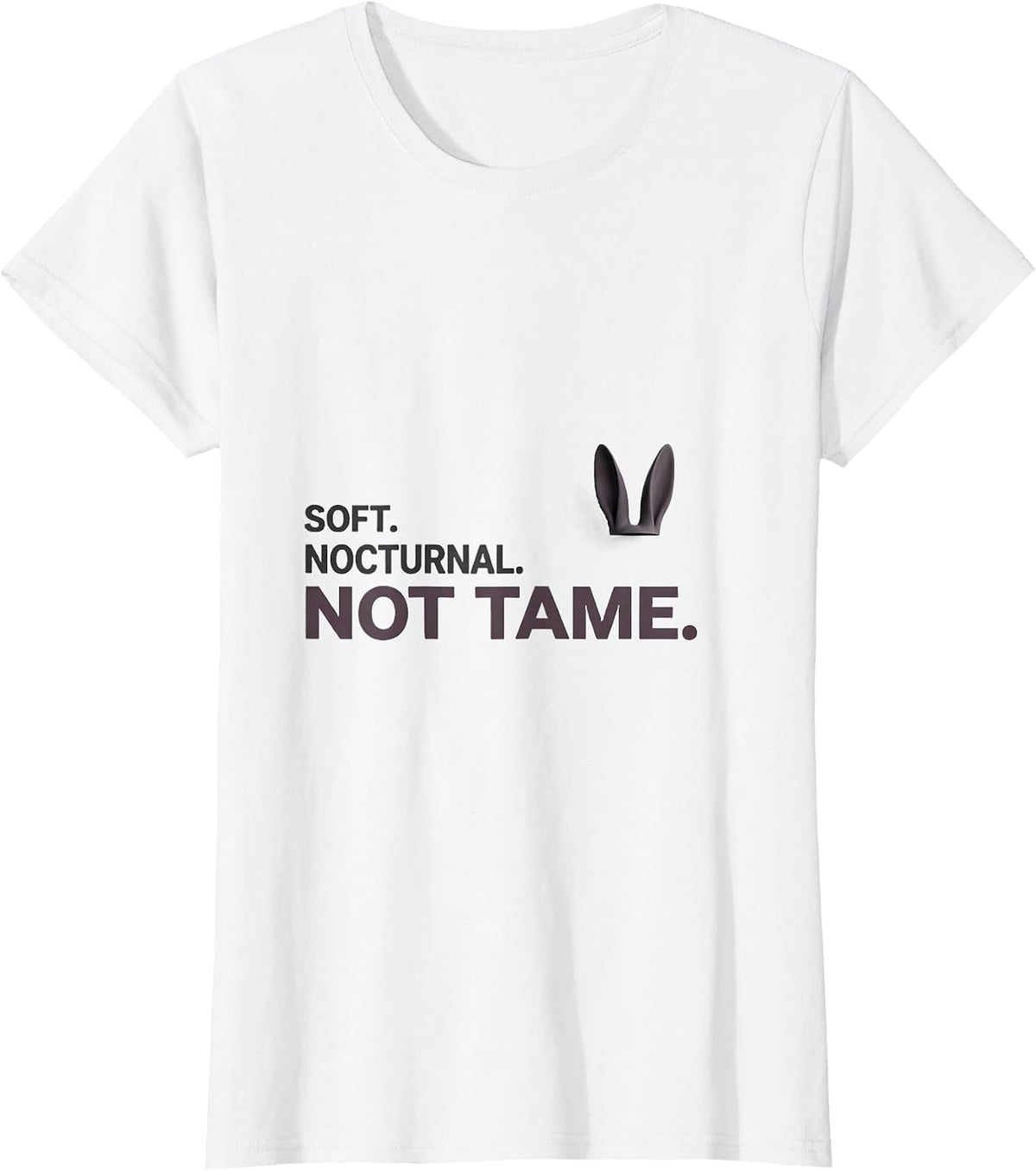 Soft. Nocturnal. Not Tame Minimalist Bunny Rabbit Alt Goth T-Shirt - White