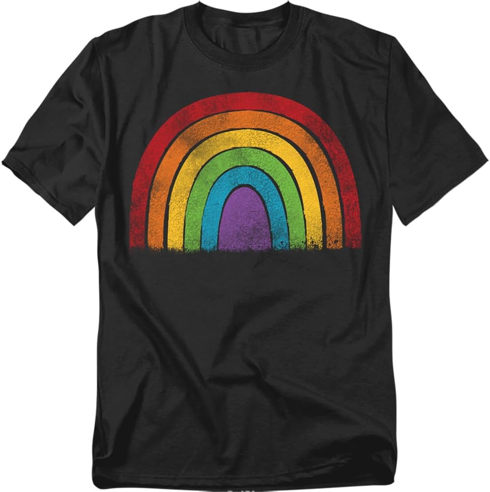 Popfunk Distressed Pride Rainbow LGBTQ Inclusive Equality T-Shirt, Unisex - Black