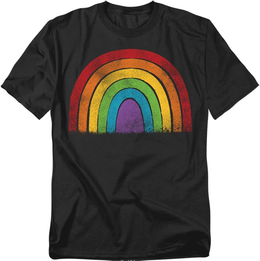 Popfunk Distressed Pride Rainbow LGBTQ Inclusive Equality T-Shirt, Unisex - Black