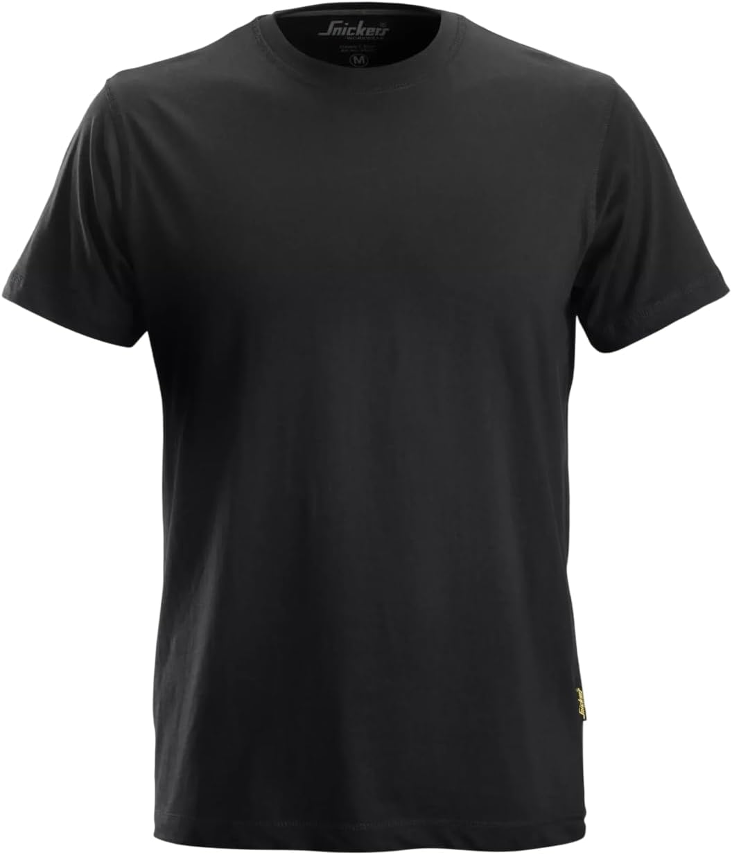 Snickers Workwear U2502 Classic T-Shirt Men's Cotton Comfort Tee, Reinforced Shoulder & Neck Seams, Lycra Rib Collar - Black