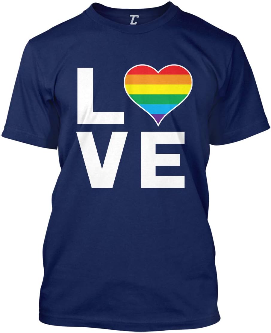 Love Rainbow Heart - Gay Pride LGBTQ Men's T-Shirt - Navy