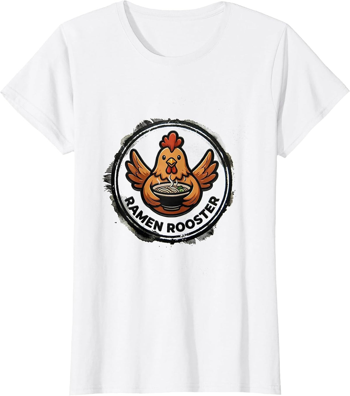 Women's Ramen Rooster Kawaii Chicken Anime Gamer Humor T-Shirt - White