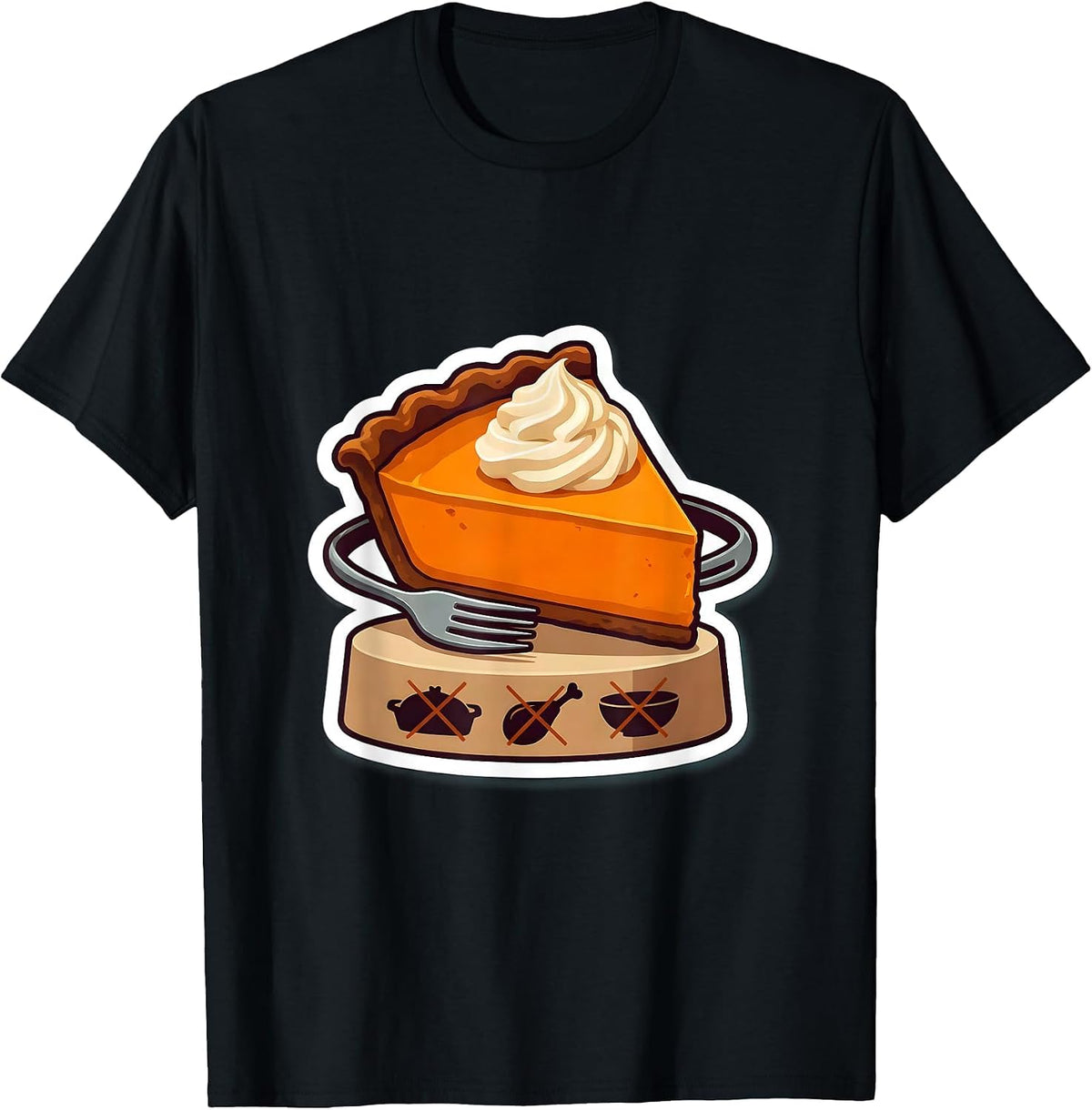 Men's Oversized Pumpkin Pie Wedge Funny Thanksgiving Humor T-Shirt - Black