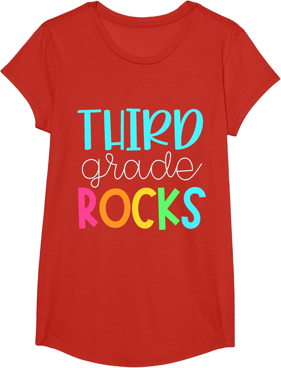 3rd Grade Rocks T-Shirt First Day of School Tee for Teachers and Students - Girls Red