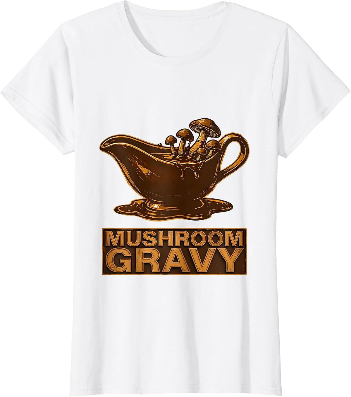 Women's Mushroom Gravy Bootleg 90's Rap Rock Vintage Funny T-Shirt - White