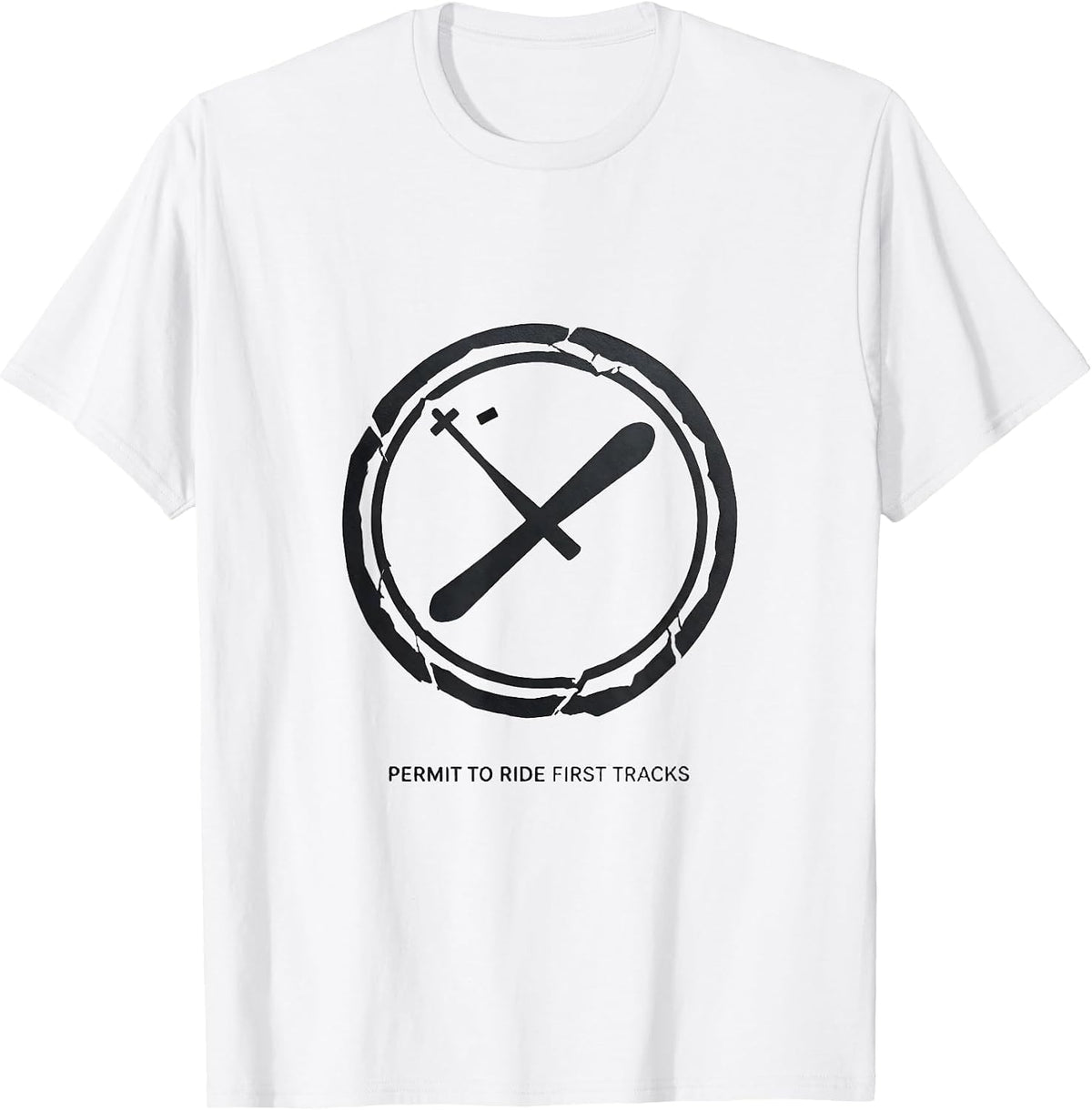 Men's Permit To Ride First Tracks Funny Ski Snowboarder Gift T-Shirt - White
