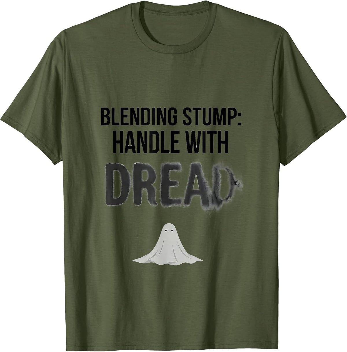 Blending Stump Handle With Dread Whimsical Art Teacher T-Shirt - Olive Green