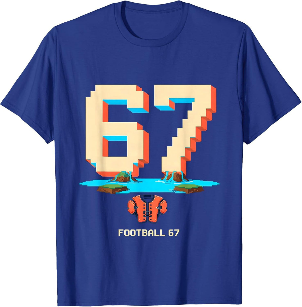 Men's Football 67 Pixel Art Sports Meme Birthday Gift T-Shirt - Royal Blue