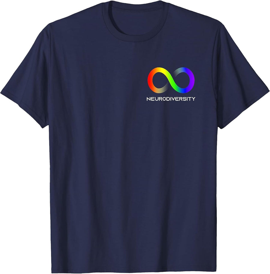Embrace Neurodiversity Autism ADHD ASD Infinity Rainbow T-Shirt - Navy Blue