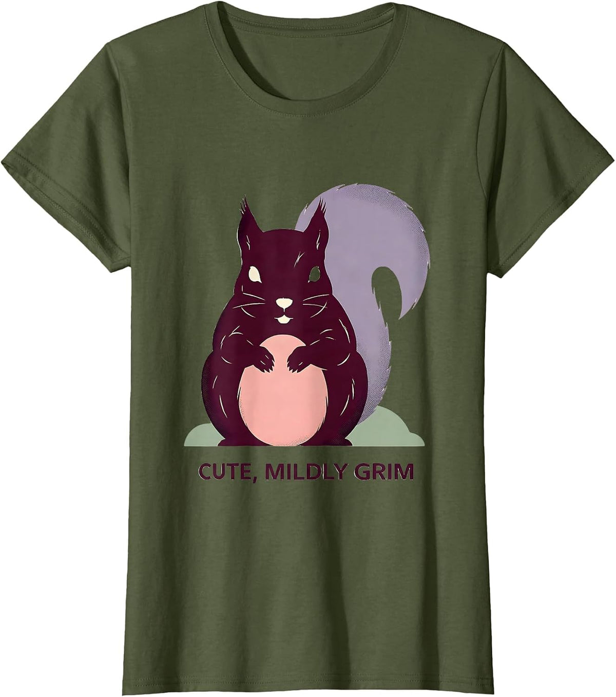 Women's Cute Mildly Grim Pastel Goth Kawaii Witchy Teen T-Shirt - Olive Green