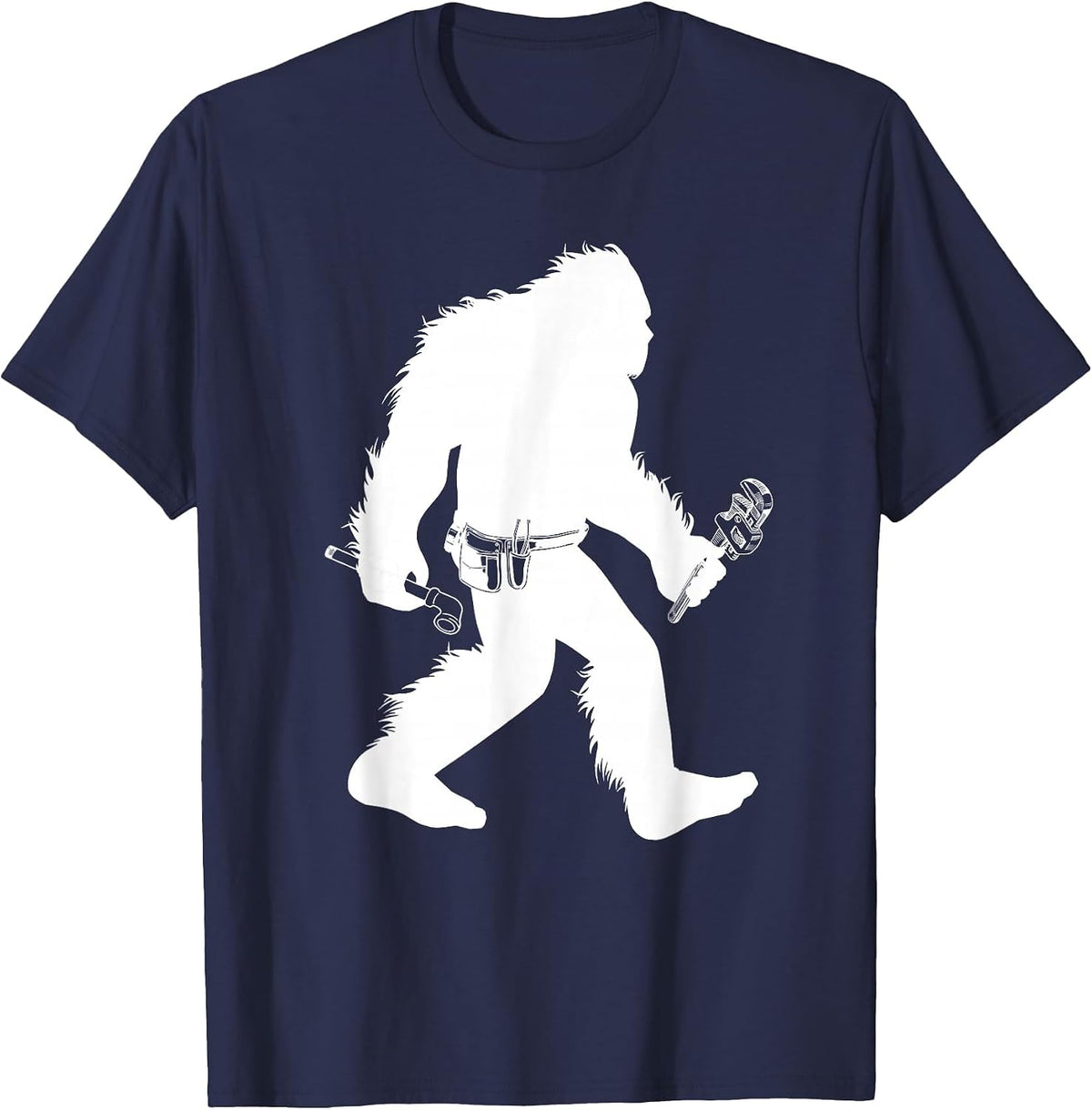 Bigfoot Pipefitter Cryptid Welder Sasquatch Steamfitter T-Shirt - Navy Blue