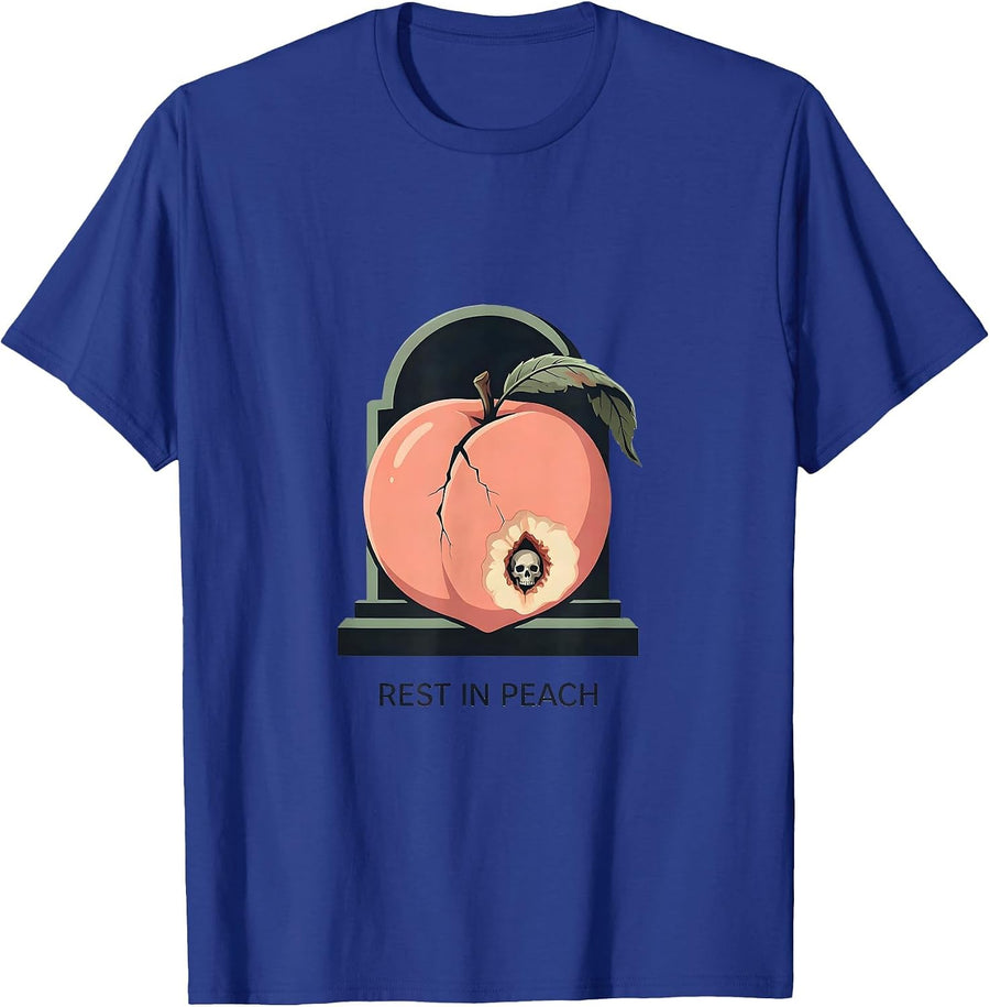 Rest In Peach Kawaii Pastel Goth Creepy Cute Halloween T-Shirt - Royal Blue