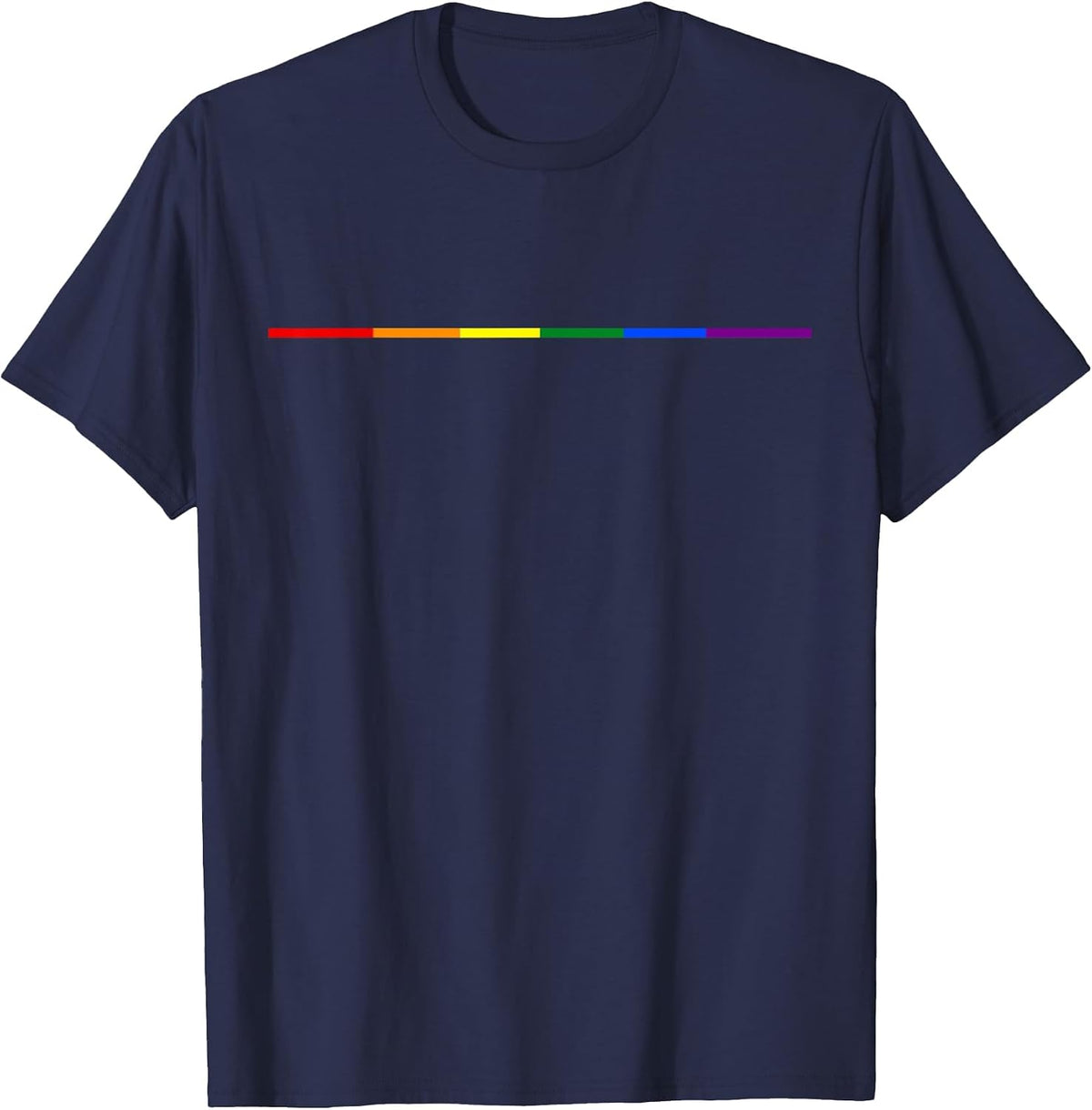 Minimalist LGBTQ+ Pride Rainbow Line Aesthetic Tees T-Shirts for Men Women - Navy Blue