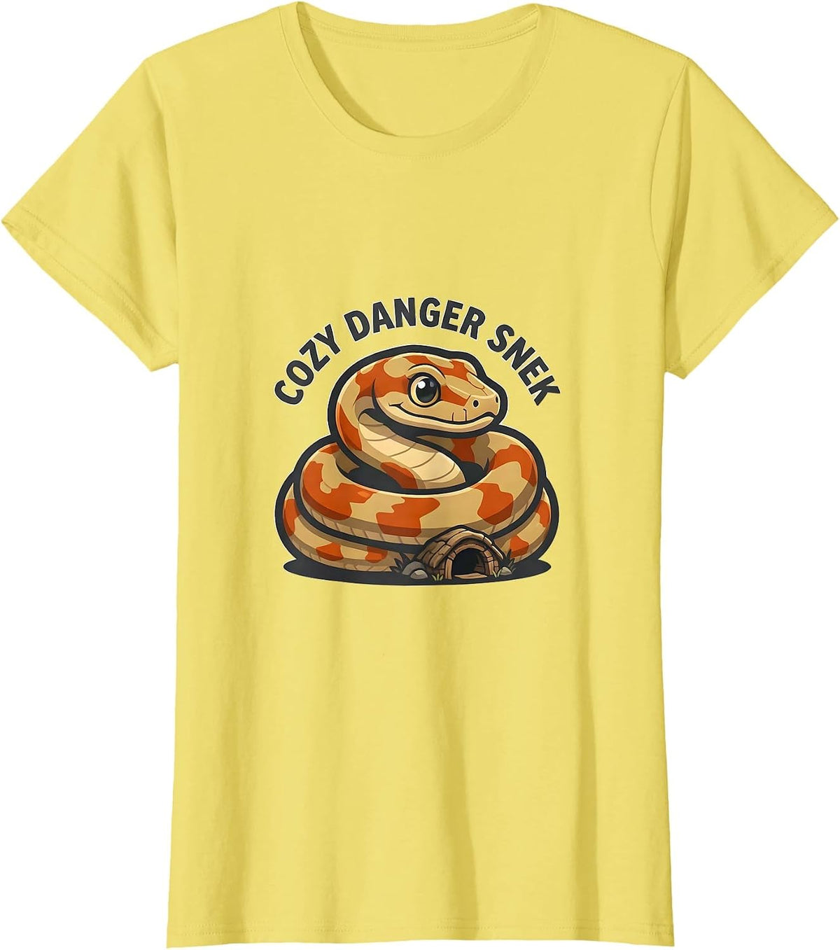 Cozy Danger Snek Funny Snake Lover Ball Python Reptile Owner T-Shirt - Lemon Yellow