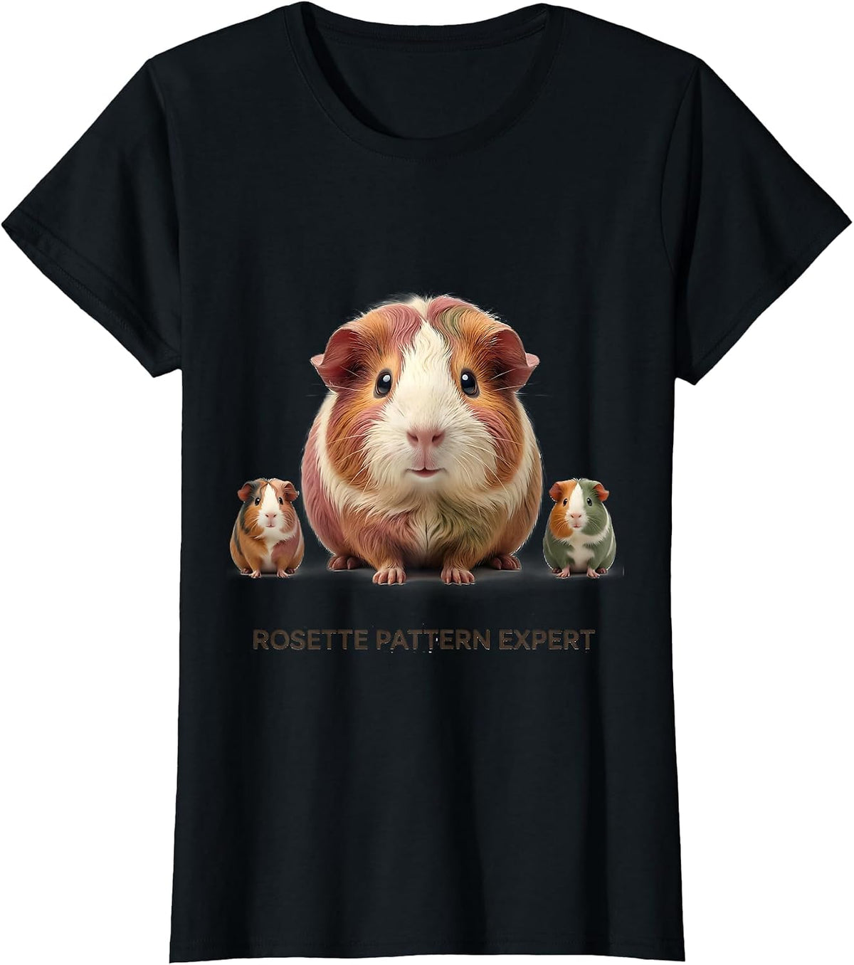 Women's Rosette Pattern Expert Cute Kawaii Guinea Pig Lover Gift T-Shirt - Black