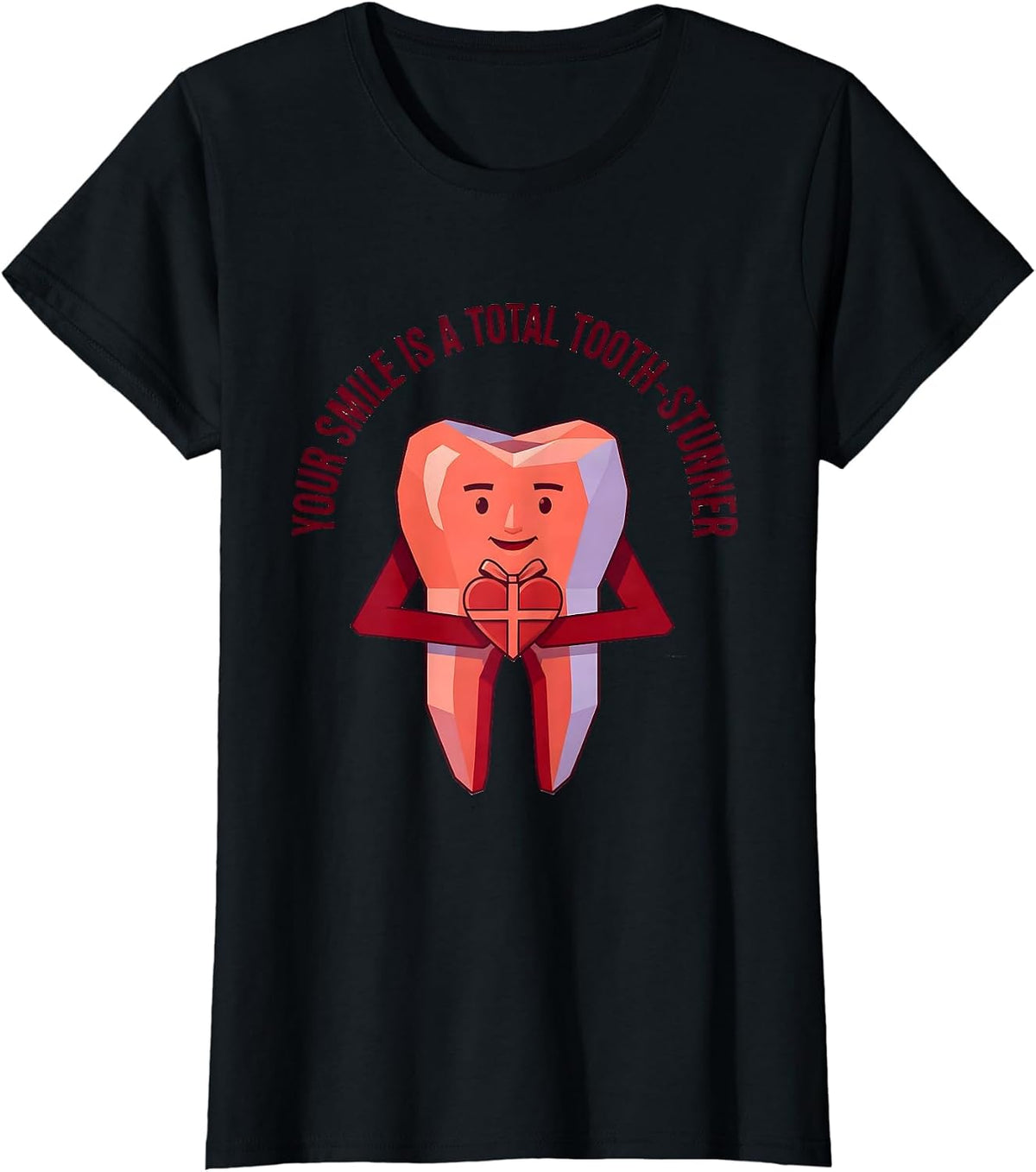 Women's Your Smile Is A Total Tooth-Stunner Funny Dental Valentines T-Shirt - Black