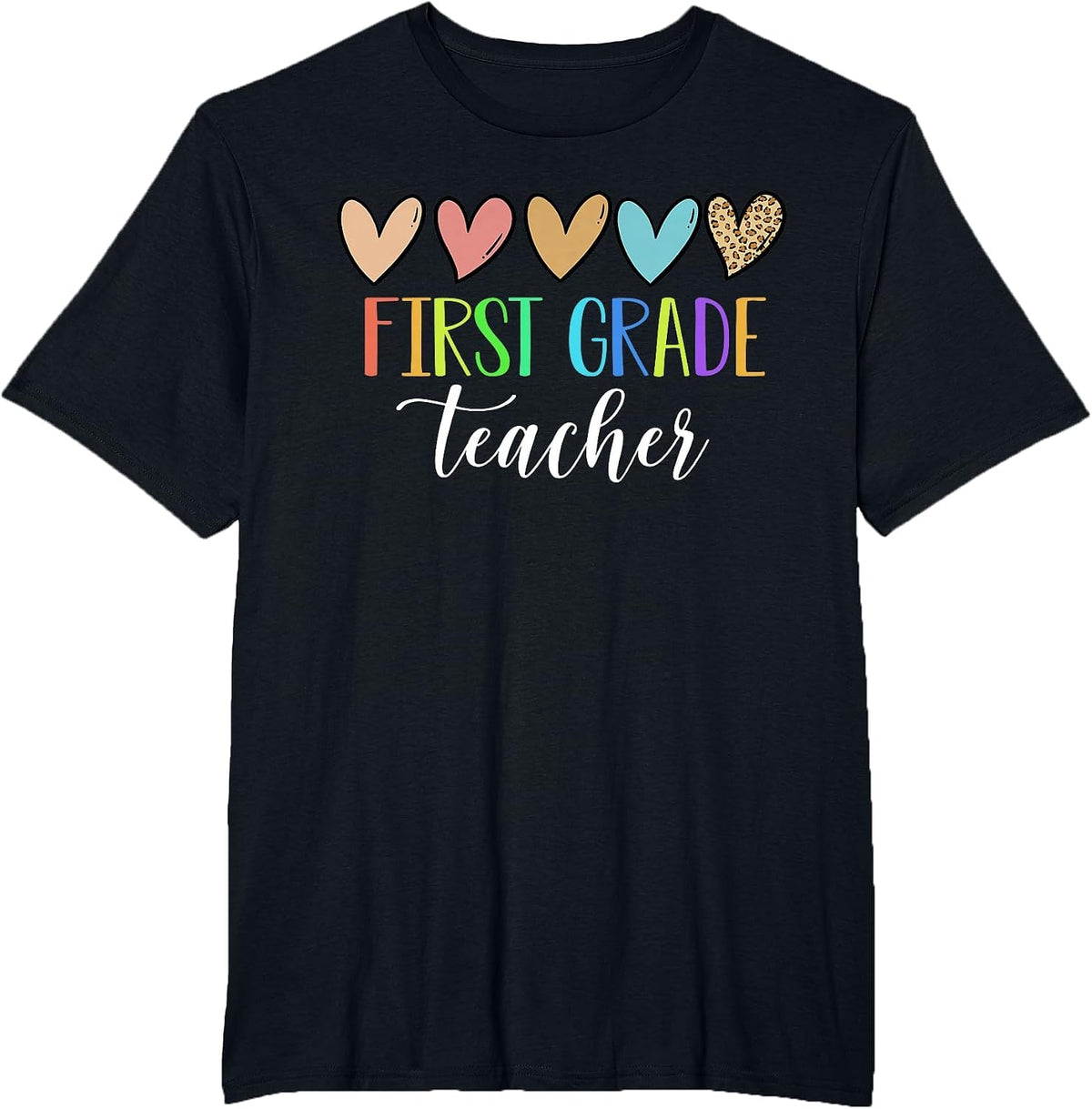 First Grade Teacher Heart Back to School 1st Day of School T-Shirt - Black