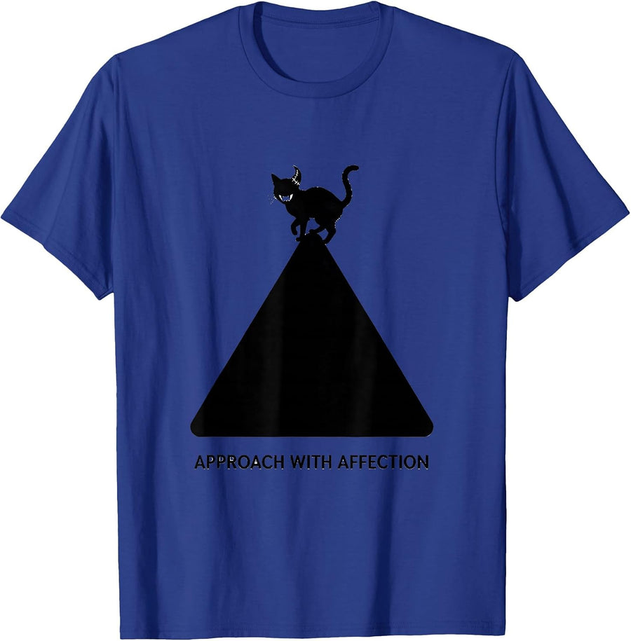 Approach With Affection Pastel Goth Creepy-Cute Kawaii Cat T-Shirt - Royal Blue