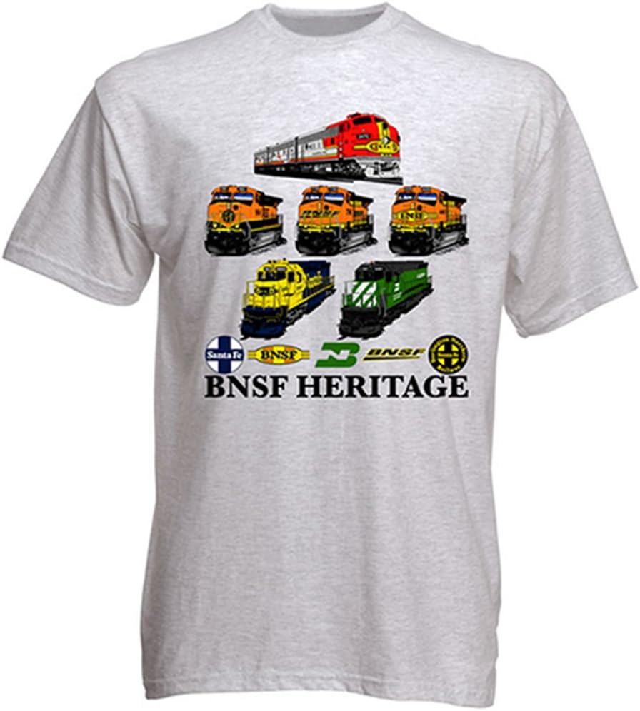 Daylight Sales BNSF Heritage Authentic Railroad T-Shirt Tee Shirt [14] - Adult Grey