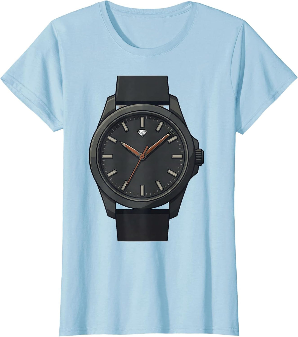 Oversized Watch Face Double Black Diamond Ski Humor T-Shirt - Baby Blue